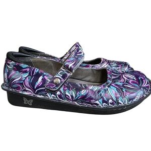 Alegria BEL-389 Mary Jane's Butterfly Nurse Work Shoes Purple White Sz 10 - 10.5